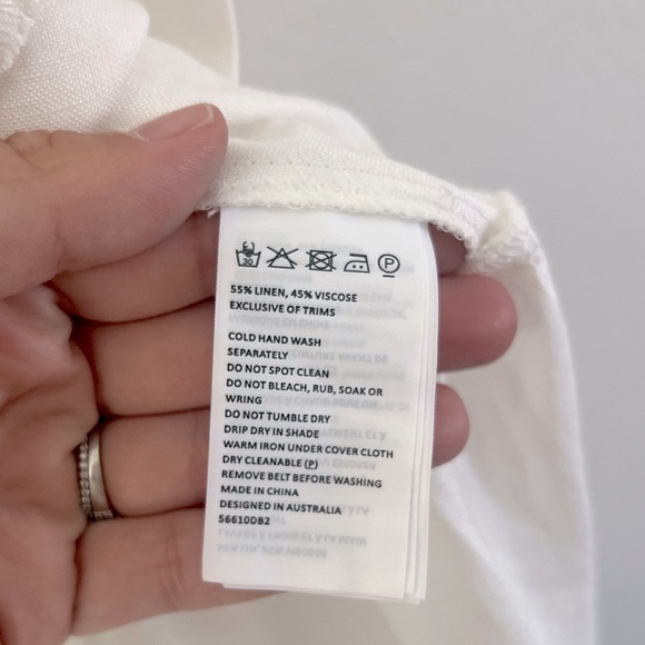 Bardot The Mini Shirt Dress In Ivory Long Sleeve White Linen Blend Size Small - Picture 15 of 15